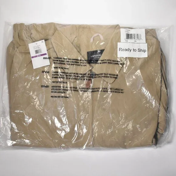 London Fog Mens Golf Jacket 2XL Camel Microfiber Lightweight Solid Zip Front NEW - Picture 6 of 9